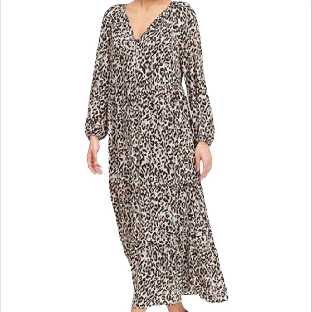 Banana Republic Leopard Print Peasant Style Maxi Dress Size Small NWT